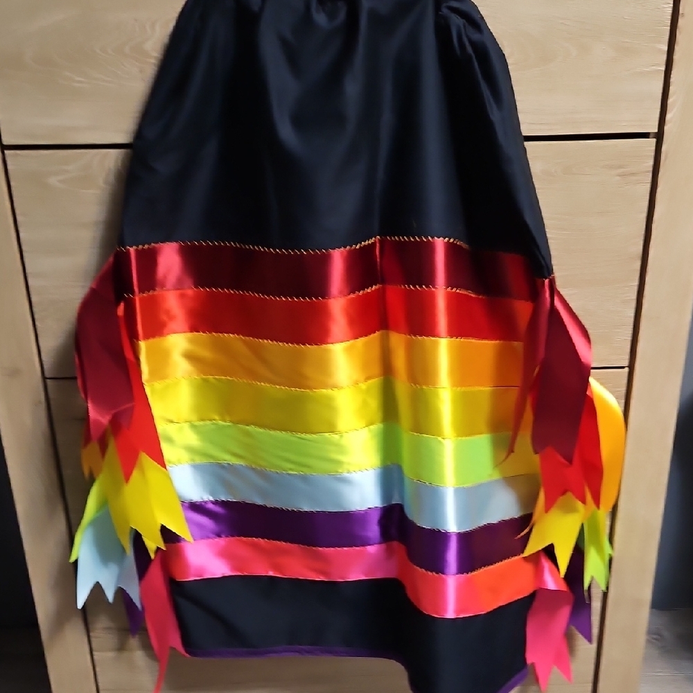 Indigenous Black and Rainbow Asymmetrical Skirt